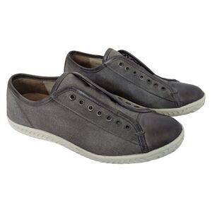 John Varvatos USA Mens 8M Classic Hattan Laceless Grey Canvas Low Top Sneakers